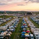 RVs parked at a three day concert festival.