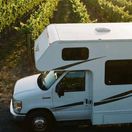 A Class B parked in a vineyard.
