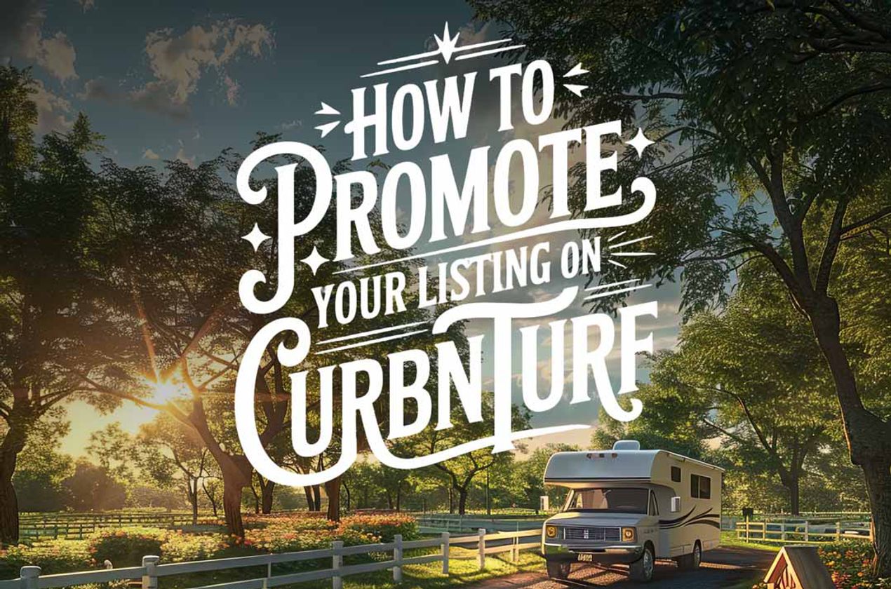 Illustration of RV with the title of - How to Promote Your Listing on CurbNTurf