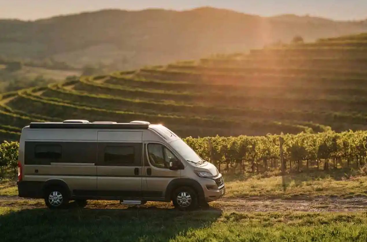 Travel RV in a vineyard on the CurbNTurf platform