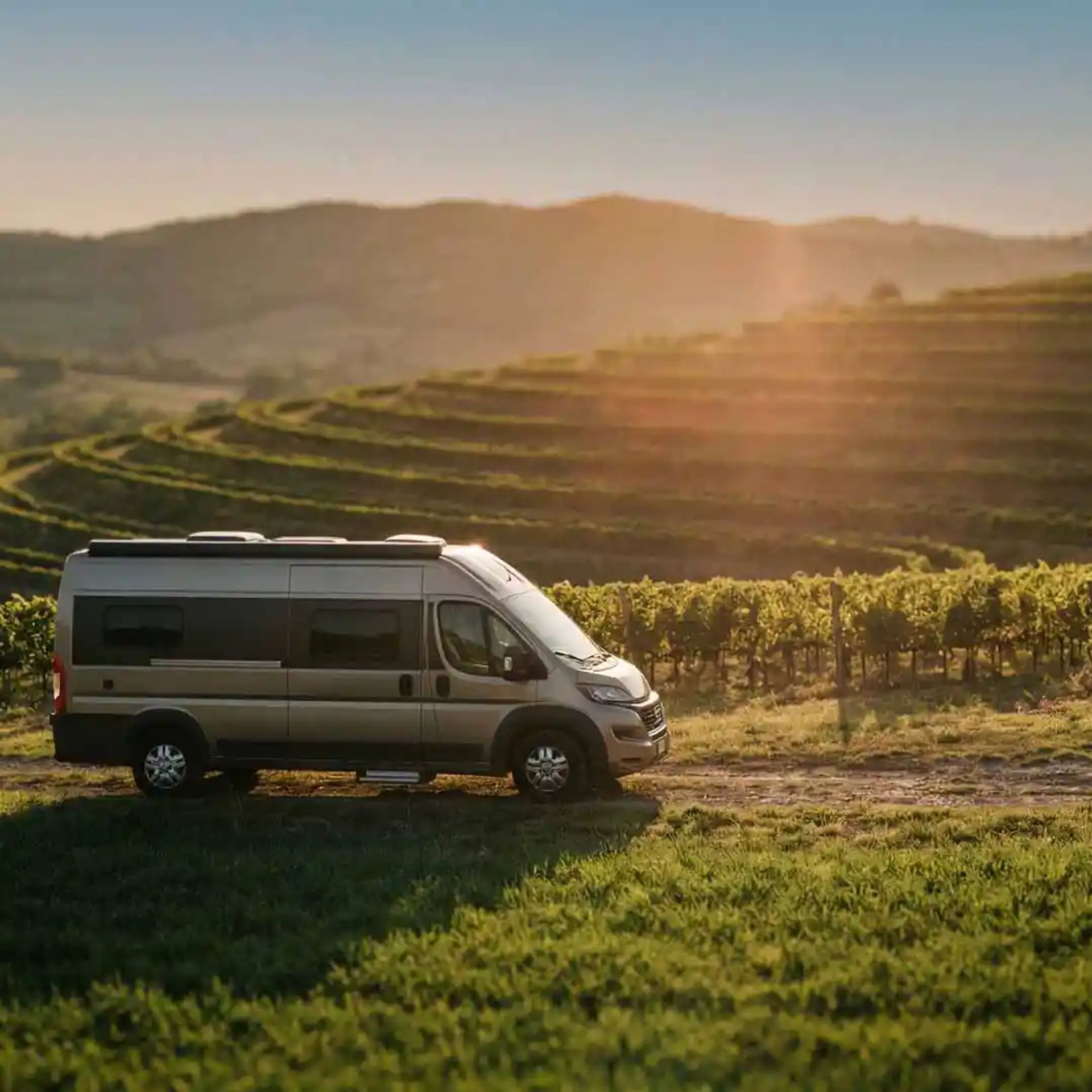 Travel RV in a vineyard on the CurbNTurf platform