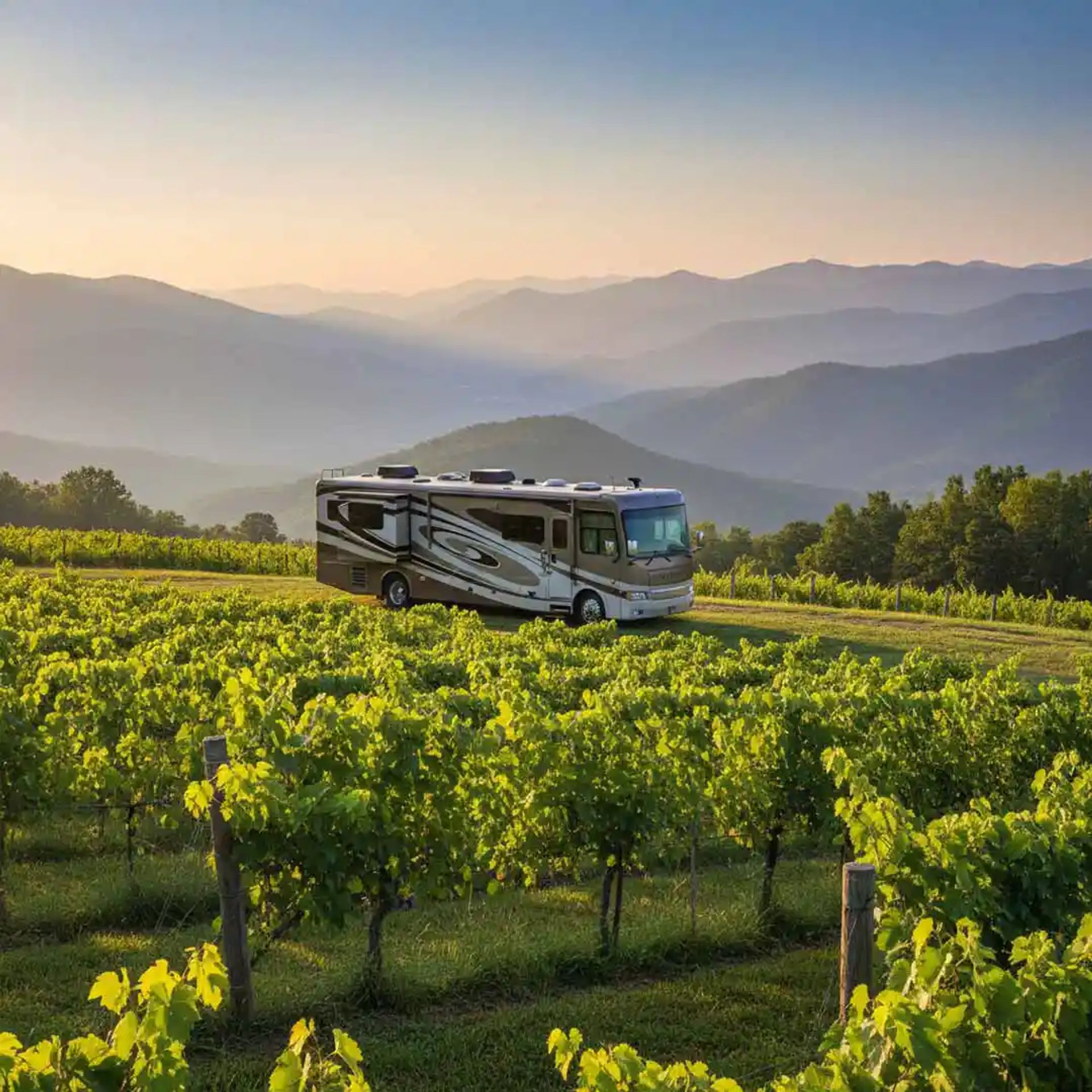 RV at a vineyard of in the Smoky Mountains 