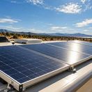 Solar panels on top of RV.