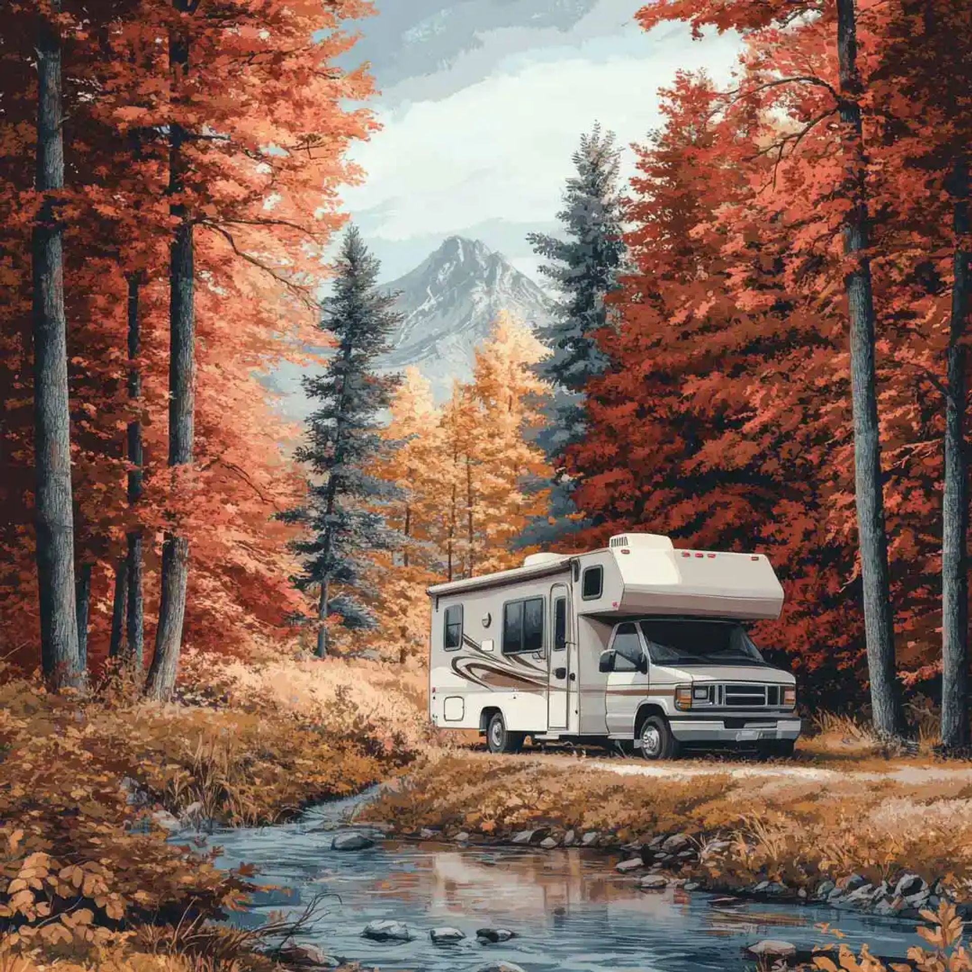 RV Next To a Stream
