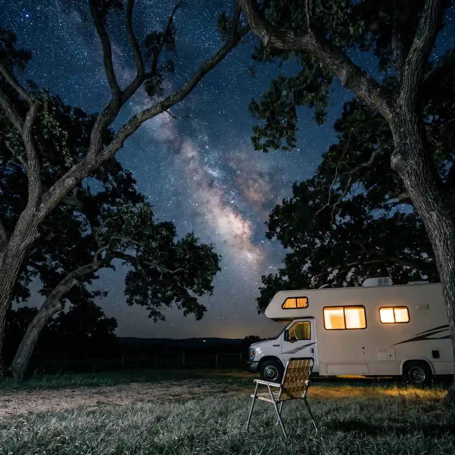 RV travelers staying cool in the night air.