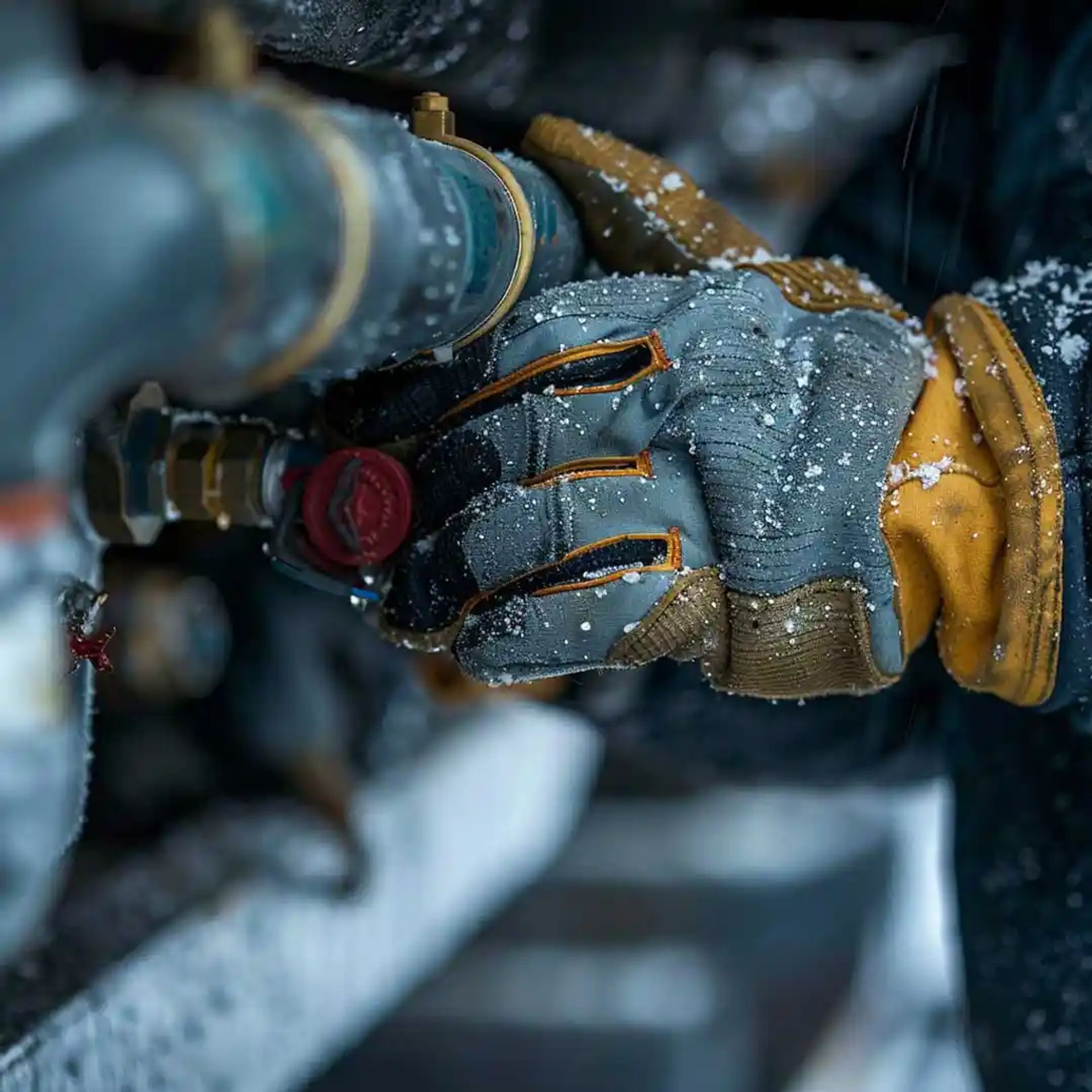 Person preparing lines for winter. 