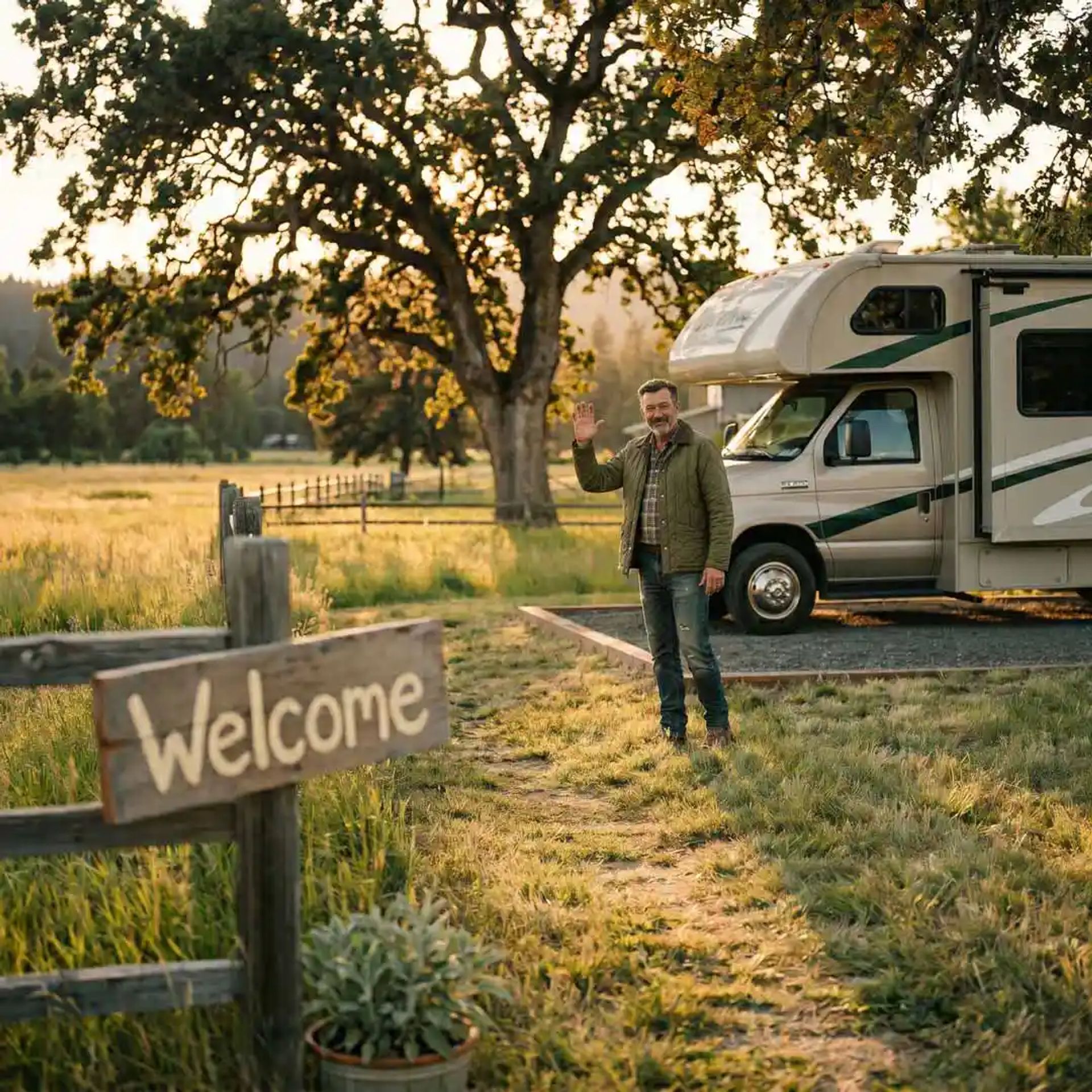 A host that welcomes guest to his property.