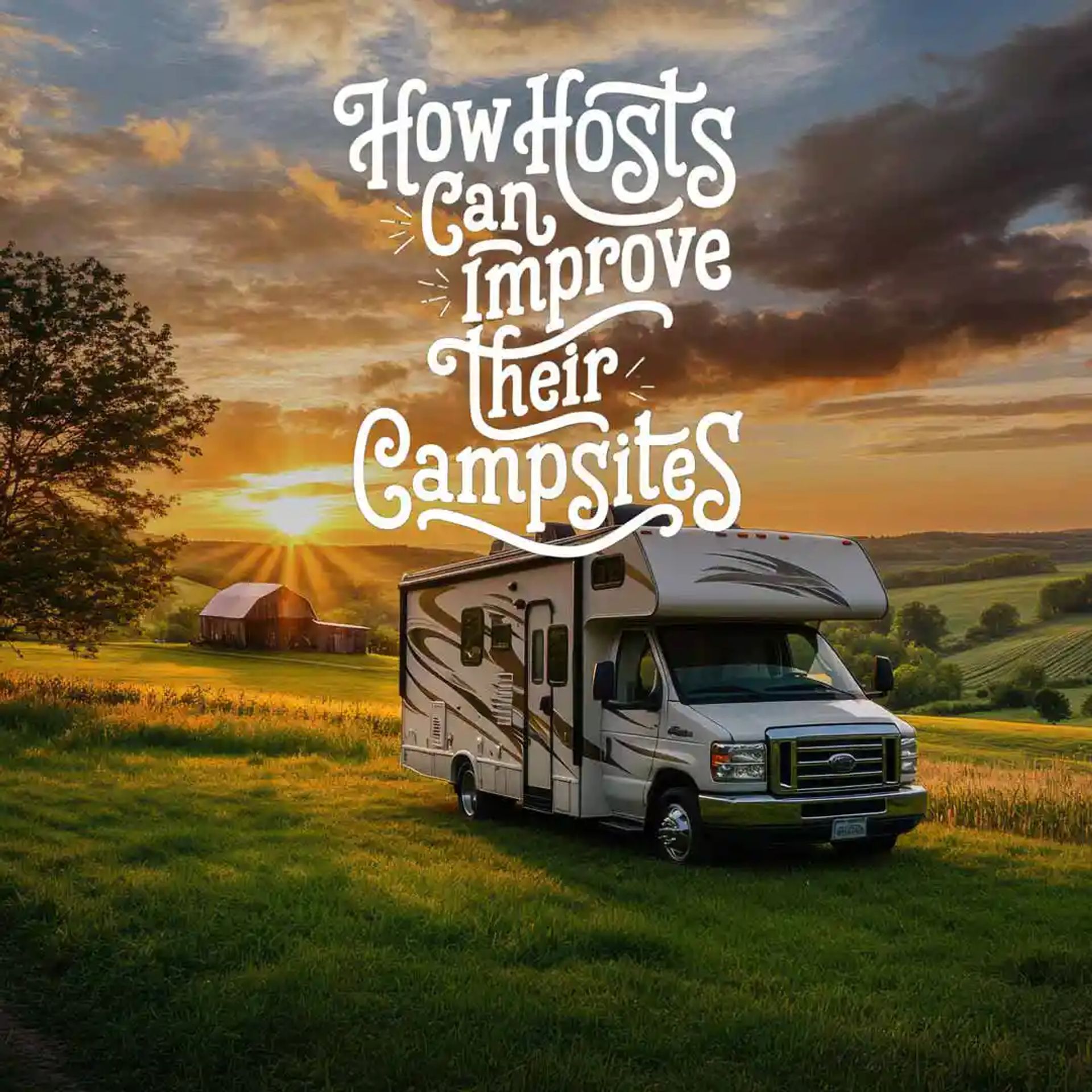 Class C RV on farmland