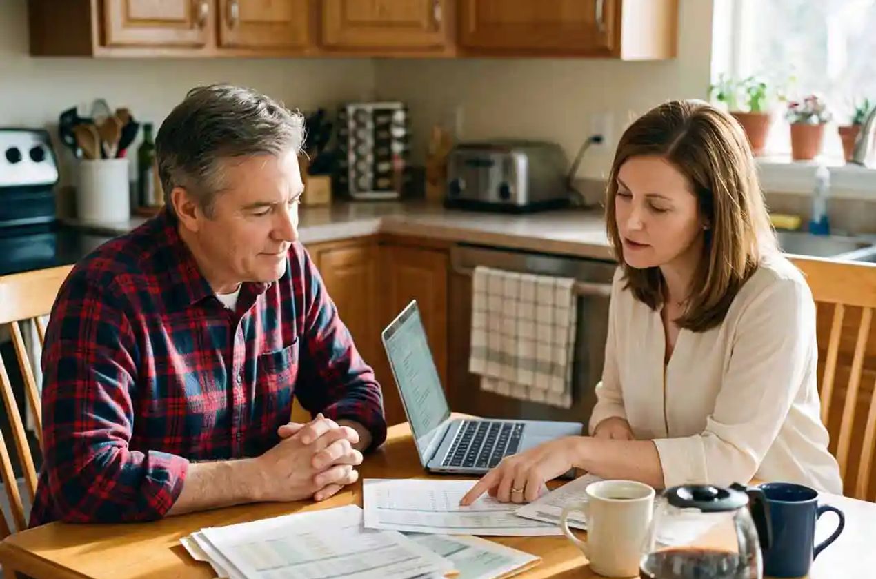 Couple going over their tax information.